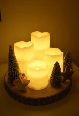 4er Set LED Echtwachskerzen Wachskerzen Kerzen warm flackernd mit Fernbedienung - Bild 1 von 4