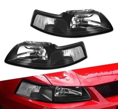 Faros faros negros para Ford Mustang GT 99-04 + señal de giro de esquina transparente D Foto 1 de 4