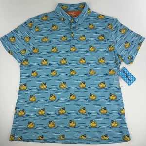 Camisa polo Birdie Bound Golf Performance para hombre XL azul patitos estampado por todas partes - Imagen 1 de 8