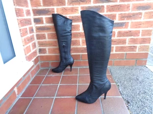 PLEASER 'VANITY' BLACK LEATHER OVER KNEE HIGH BOOTS * 6 uk * DOMINATRIX * FXTISH - Picture 1 of 8