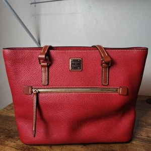 Dooney & Bourke Shopper Tote Bag Womens Pebble Leather Shoulder Purse R1924 RD - Picture 1 of 9