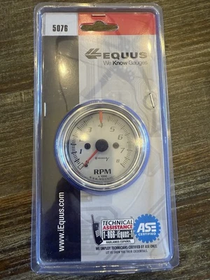 Equus E5076 Gauge Tachometer 2 1/2" 8k RPM Wht Dial 5000 Series - Изображение 1 из 2