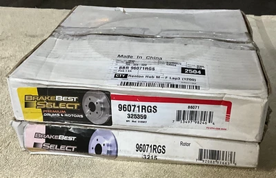 (2) BRAKE BEST SELECT CAST IRON FRONT ROTORS NISSAN 240SX, 96071RGS, NIOB - Image 1 of 4