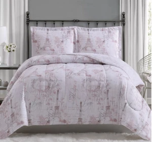 Pem America Paris 3-Piece Full/Queen Comforter Set Reversible NEW Blush - Picture 1 of 5