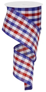 Patriotic Check Ribbon, 2.5" x 10 Yards (Red, White, Blue) - RG01055 - Picture 1 of 1