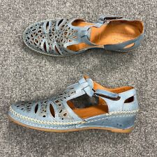Spring Step Shoes Womens 10 Blue Irin T-Strap Wedge Sandal Slip Resistant