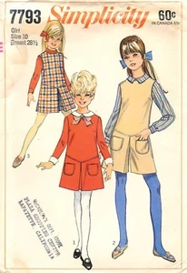 Simplicity # 7793 Sewing Pattern: Girls' & Chubbies' Dress & Pantjumper; Size 10 - Picture 1 of 2