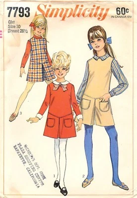 Simplicity # 7793 Sewing Pattern: Girls' & Chubbies' Dress & Pantjumper; Size 10 - Image 1 of 2