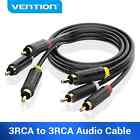 Vention 3 RCA To Gold Plated Male To Male AV 1m 1.5m 2m Connector Video Cable