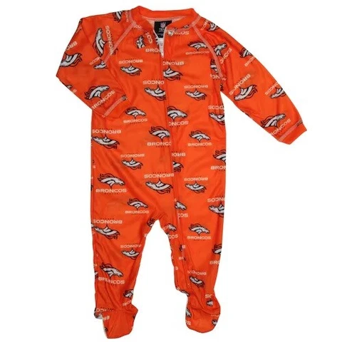NFL Denver Broncos Toddler Full Zip Raglan Coverall PJs Pajamas Footed Sleeper Cover