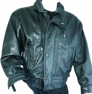 Men's Italian Leather Bomber Jacket SCHILLACI Medium AS IS - Picture 1 of 7