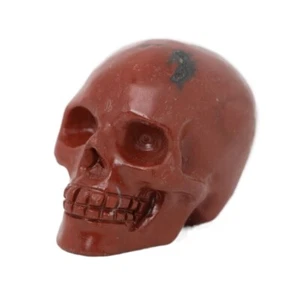 1.8" RED CHINESE PAINTING STONE Carved Crystal Skull Realistic Crystal Healing - Picture 1 of 7