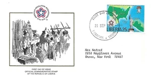 LIBERIA 1976 FIRST DAY COVER AMERICAN BICENTENNIAL MAPS OF US AND LIBERIA - Picture 1 of 2