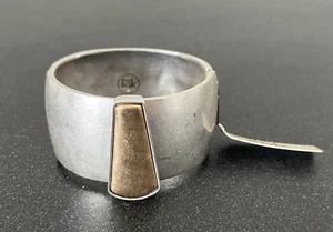 The Sak Silver Cuff Hinge Bangle Bracelet with Gold Accent Modern Chunky NWT - Picture 1 of 13