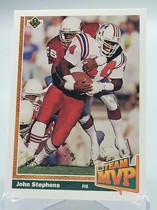 1991 UPPER DECK JOHN STEPHENS TEAM MVP INSERT FOOTBALL CARD NEW ENGLAND PATRIOTS