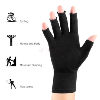 100% NEW - Half Finger Ladies & Mens Arthritic Gloves Compression Gloves Unisex - image 1 of 4