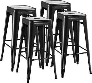 30 Inches Metal Bar Stools Bar Height High Backless Stools Indoor Outdoor - Picture 1 of 7