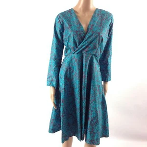 Vestido para mujer estampado africano Ankara acampanado cuello en V envolvente manga larga multicolor S - Imagen 1 de 3