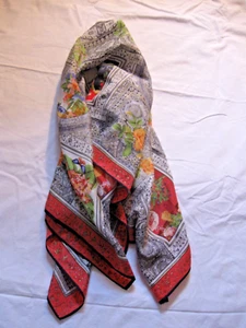 WOMAN'S LARGE SCARF - ELLEN TRACY - LINDA ALLARD -100% SILK - ORNATE DECORATION - Bild 1 von 7