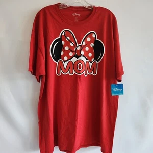 Disney Red Minnie Mouse Ears and Bow Mom T-shirt Cute Mother's Gift XL 16-18 NWT - Picture 1 of 6