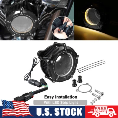 Filtro de admisión de filtro de aire LED NICECNC para M8 Harley Road King FLHR 2018-2022 Foto 1 de 4