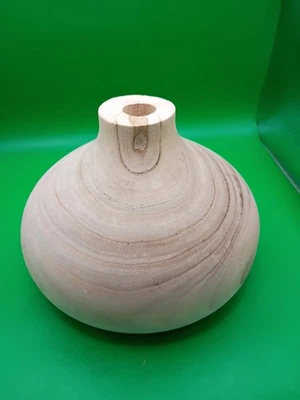 Wood Vase Paulownia  Size Approx 7.5" X 8" - Image 1 of 4