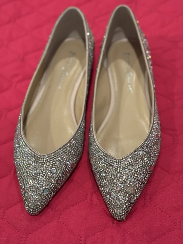 Betsy Johnson Jude Estilo Estrás Punta Plana Iridiscencente Talla 8.5M Foto 1 de 4