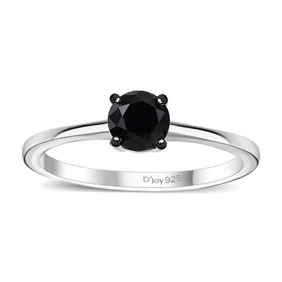 BEAUTIFUL! 0.50ctw Black Diamond Band Ring Rhodium Plated Sterling Silver Size 6 - Image 1 of 4