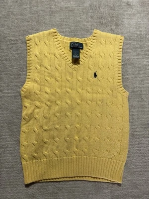 Suéter Vintage Polo Ralph Lauren Niño Tejido con Cable Amarillo Talla 5 Bordado Foto 1 de 4