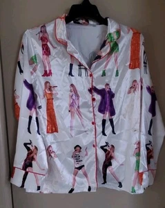 Unbranded Female Singer Silky Satin Pajamas Top Shirt White Womens Size M - Picture 1 of 4