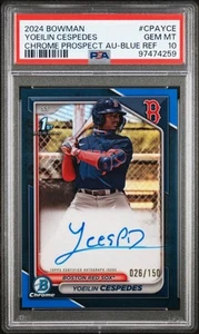 Yoeilin Cespedes 2024 Bowman Chrome 1st Auto CPAYCE True Blue # /150 PSA 10 - Picture 1 of 3