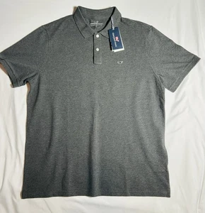 Vineyard Vines Men's Size L Stretch Pique Heather Golf Polo Charcoal $79 NWT - Picture 1 of 9