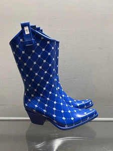 Stadium Stompers Cowgirl Rain Garden Boots Blue And White Polka Dot Size US 6 - Picture 1 of 6