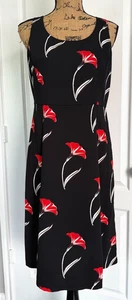 Ann Taylor Sin Mangas Sin Mangas Cremallera Cuello Redondo Negro Rojo Floral 8 8P - Imagen 1 de 7