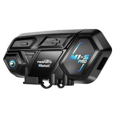 M1-S Pro Fodsports Moto Intercom Bluetooth Helmet Headset Interphone 8 Rider 2KM - Image 1 of 4