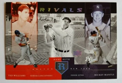 2004 UPPER DECK RIVALS 3 1/2"X5" BOXTOPPER BABE RUTH MANTLE JETER TED WILLIAMS - Image 1 of 2
