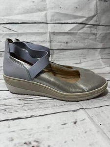 Vionic Blue Metallic Ellery Mary Janes Elastic Straps Orthopedic Insole 6.5 - Picture 1 of 7