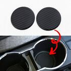 2x Black Car Auto Water Cup Slot Non-Slip Carbon Fiber Look Mat Pad Accessories
