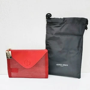 Giorgio Armani Beauty Red Makeup Cosmetic Bag Small Flat Pouch & Drawstring Bag - Picture 1 of 9