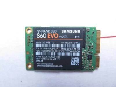 Samsung 860 EVO mSATA 1TB V-NAND SSD (MZ-M6E1T0) 6Gb/s 1.8" 98% health - Image 1 of 2