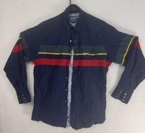 Wrangler XL Block Blue/Red/Green/ Yellow Pearl Snap Shirt Button Vintage - Picture 1 of 4