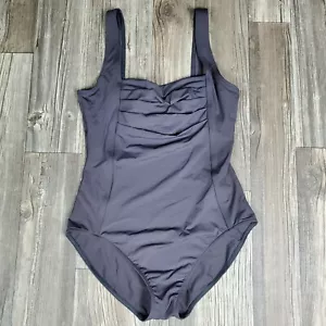 Costume da bagno donna Calvin Klein plissettato davanti pezzo unico 1 pz grigio reggiseno integrato - Foto 1 di 12