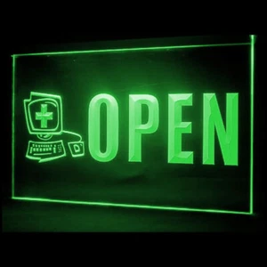 130040 ABIERTO Pantalla de Computadora Reparaciones Pantalla LED Letrero de Neón - Imagen 1 de 1