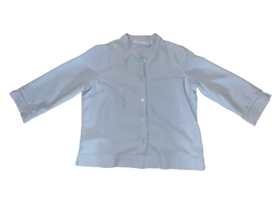 Línea Ropa Fin de Semana Talla L Azul Preppy Manga 3/4 Cuello Botón Costero Foto 1 de 4