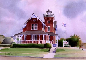 Faro Sea Girt New Jersey Shore. Impresiones artísticas en acuarela de James Mann - Imagen 1 de 1