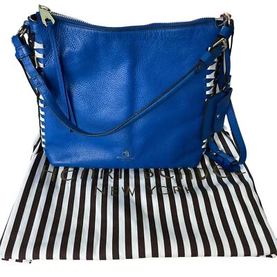 Bolso Hobo Henri Bendel Noho Con Cordones Refuerzo Convertible Azul Cuero Usado en Excelente Condición 10.5X12X5 Foto 1 de 4