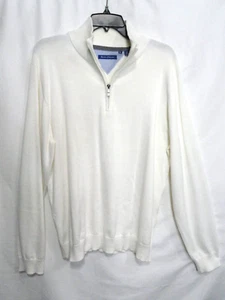 Report Collection 1/4 Zip Cotton Knit Sweater Off White Casual Golf Mens Size XL - Picture 1 of 6