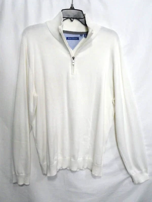Report Collection 1/4 Zip Cotton Knit Sweater Off White Casual Golf Mens Size XL - Image 1 of 4