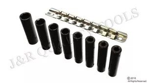 METRISCH 1/4" ZOLL ANTRIEB TIEFE SCHLAGSCHRAUBER NUSS 9-TEILIG MM SET MIT STECKSCHLÜSSELHALTER - Bild 1 von 2