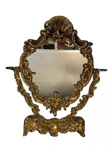Rare 1950 Bronze mirror cherubins angel putti amour barocque rokoko - Picture 1 of 12